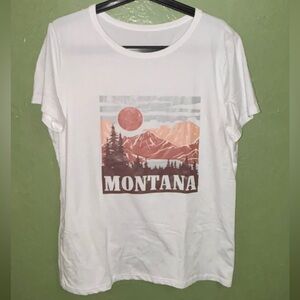 Women’s Montana White Short Sleeve T-Shirt ~ Size Large